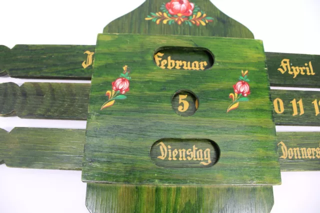 Vintage German Wood Perpetual Calendar - Hand Painted
