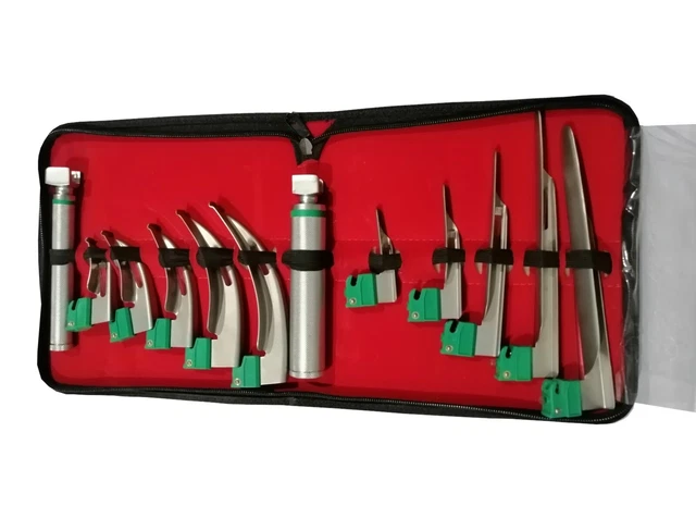 Set Of 10 Fiber Optic Mac & Miller Laryngoscope