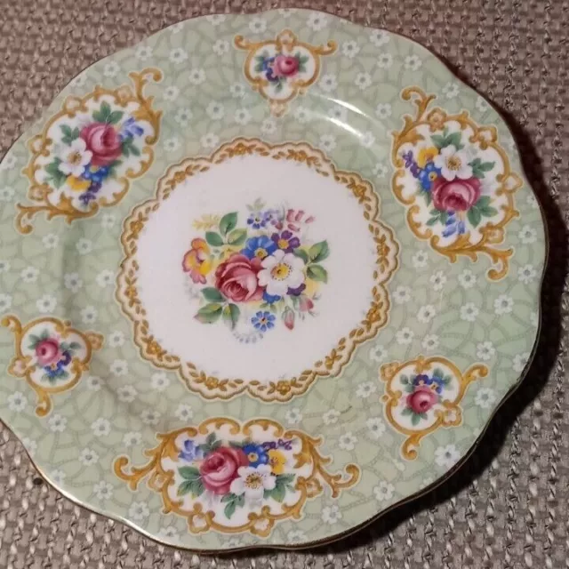 Vintage Queen Anne Gainsborough Green BONE CHINA Tea  Side Plate