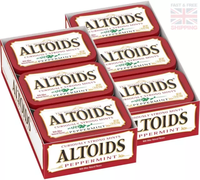 ALTOIDS PEPPERMINT CURIOUSLY Strong Mints 50g Tin Box Of 12 Tins £44.48 ...