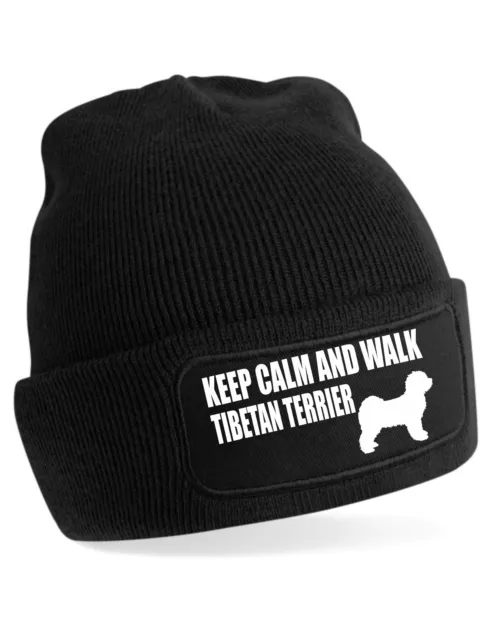 Keep Calm & Walk Tibetan Terrier Beanie Hat Dog Lovers Gift For Men & Ladies