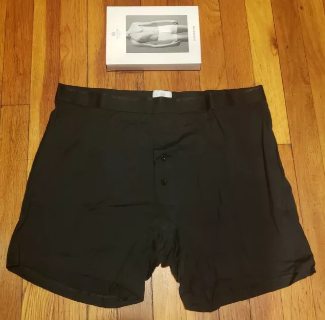 SUNSPEL Men's Size XL SUPERFINE TWO BUTTON SHORTS BLACK 100% COTTON Underwear