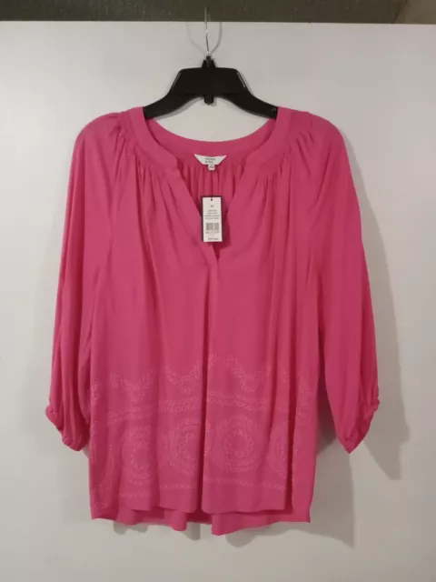 Crown & Ivy Blouse Womens Medium V Neck  Ladies Pink NWT