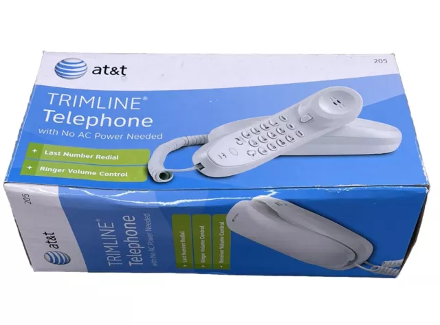 AT&T Trimline Telephone White NEW Landline Corded 205 Redial Volume Control