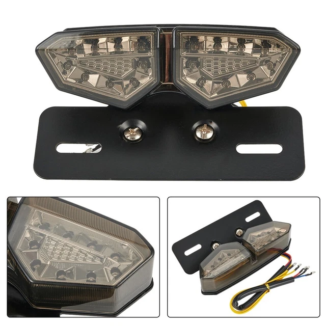 Feu Arrière Moto Avec Support Plaque - Rouge 12V Pour Harley, Bobber, Chopper | Style Rétro
