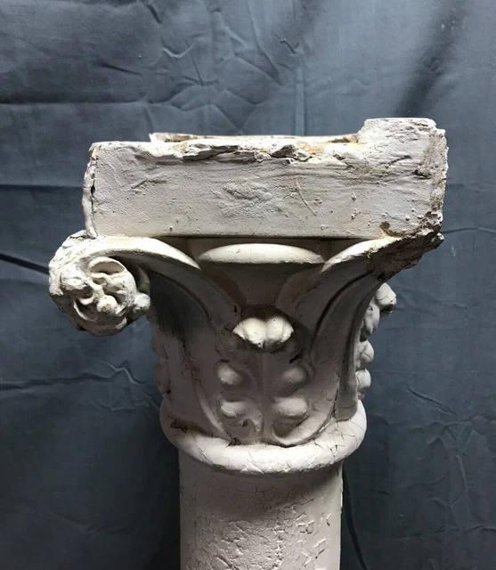 Decorative Carinthian 3' Foot Shabby White Column Chic Old Stand VTG 1729-22B 3