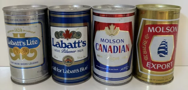 4 Vintage Labbatt’s & Molson Canadian Beer Cans - 12 Oz