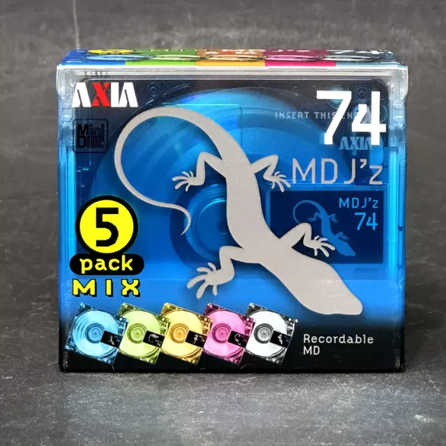 AXIA MD J'Z 74 So Cool 74x5P 5 PACK Salamander Blank Mini Disc's - New - Sealed