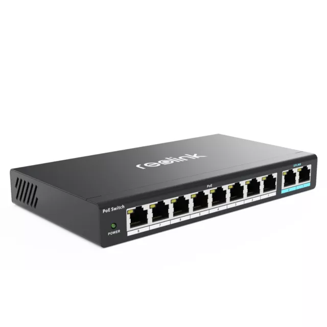 Reolink RLA-PS1 10-Port PoE-Switch mit 120W Leistungsbudget 8 PoE+-Ports