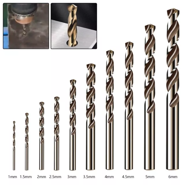 Versatile 10 Piece Cobalt Drill Bit Set for Drilling Through Hardened Steel