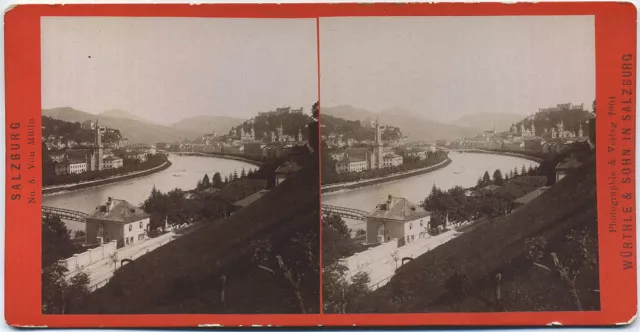 Original 1901 Stereoaufnahme SALZBURG Von Mülln, von WÜRTHLE
