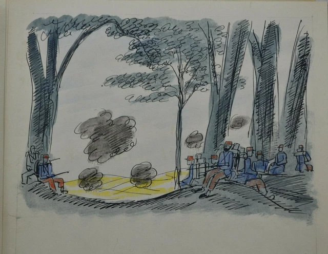Galtier-boissière La fleur au fusil 1946 Pierre Falké 1/20 aquarelle + suite
