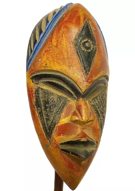 Ashanti tribal mask, wooden mask, Ghana, hand-made, African Art, hand-carve.-227