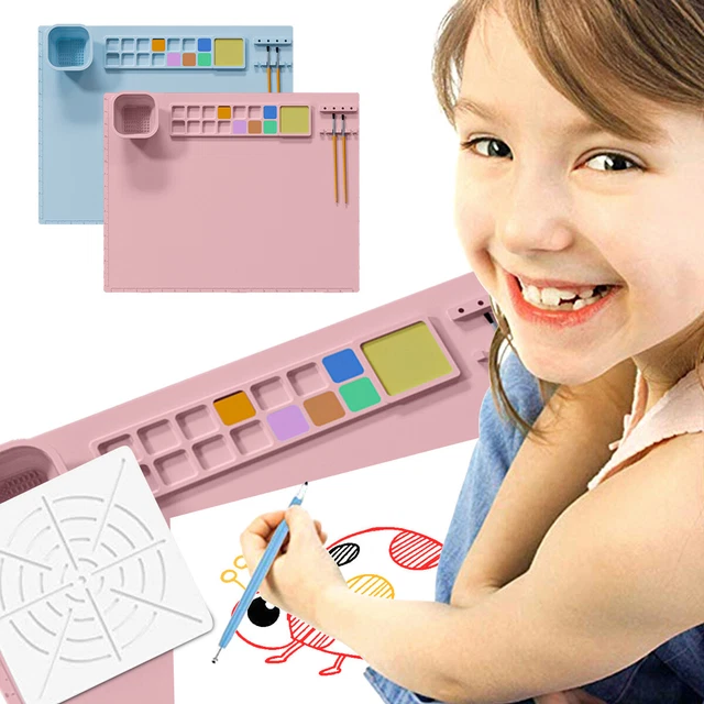 Silicone Craft Mat Silicone Painting Sheet with Palette Cup Tool Holder DrmPg