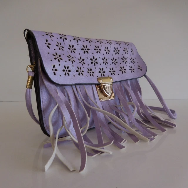 Sac à Main Bandoulière Vintage KS Rose Art Déco - Occasion - France - Faux Cuir