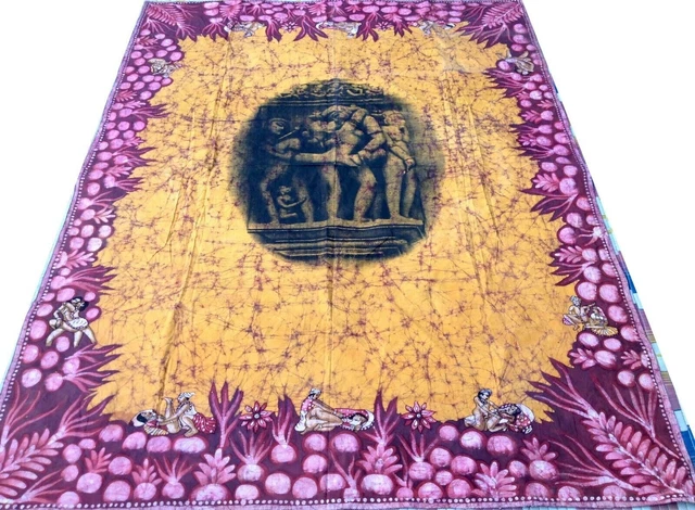 Colcha erótica india Kamasutra para colgar en la pared, batik de algodón,...