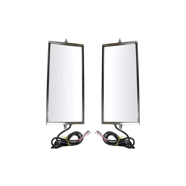 West Coast Mirror Signal Heated 16x7 Stainless Steel Pair for HD Truck