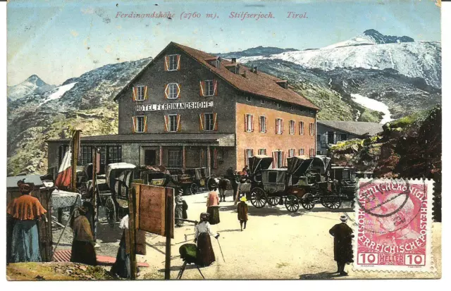 Autriche,Tyrol,Belle CPA postée en 1909.Hotel Ferdinandshohe.