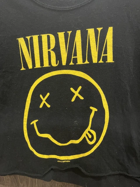 Nirvana Y2K Reprint Womens Smiley Face Logo Crop Top T-Shirt Size Adult Small