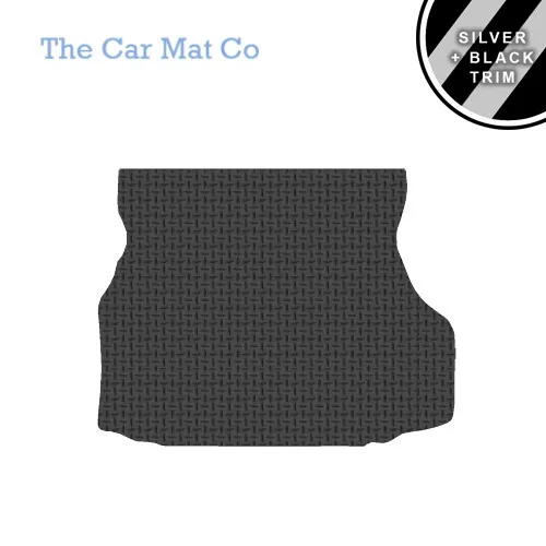 Boot Mat for Saab 9-5 2006 to 2010 Fitted Black Rubber Silver Stripe Trim