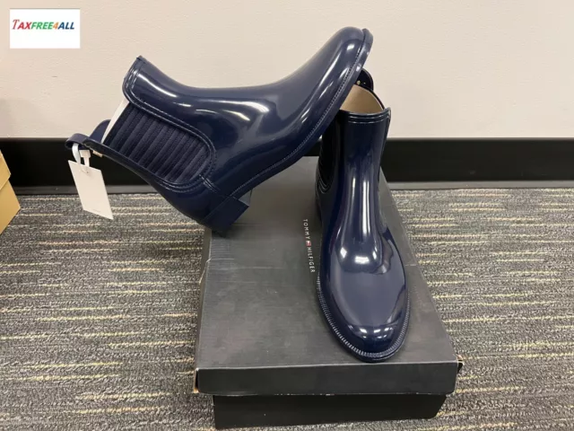 NEW! Tommy Hilfiger Women's Shoes / BootsSport Navy Patent Rain Boot - Size 10