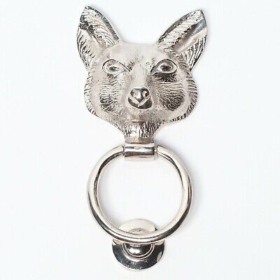 Classical Solid Brass Chrome Finish Fox Door Knocker Animal Country Style