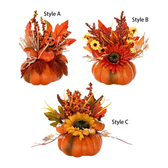 Lot De 12 Citrouilles Artificielles En Velours - Décoration D'automne Et Halloween - Tiges Courbées Réalistes