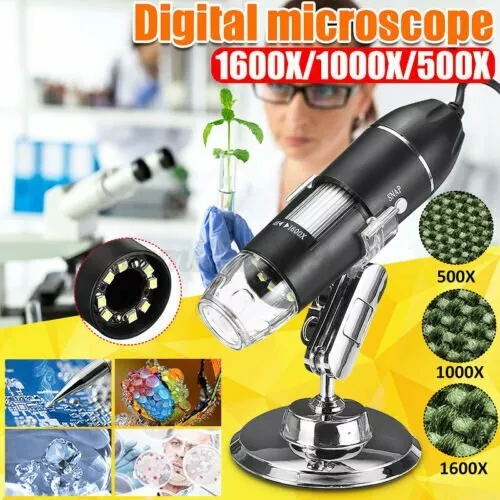 500/1000/1600X LED Digital USB Handheld Microscope Endoscope Magnifier Camera FP