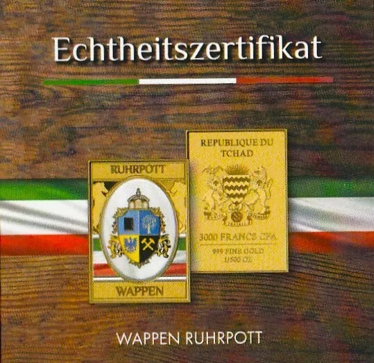 Goldbarren - Motiv: Ruhrpott - Republik Tschad 3000 Francs