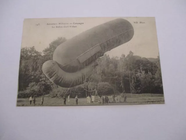 Military Cpa Ww1 Military Aerostier In The Field Deer Balloon Full
