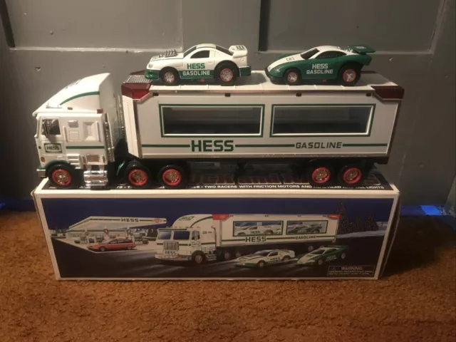 Vintage 1997 Hess Trucks Toy Truck & Racers - New In Box