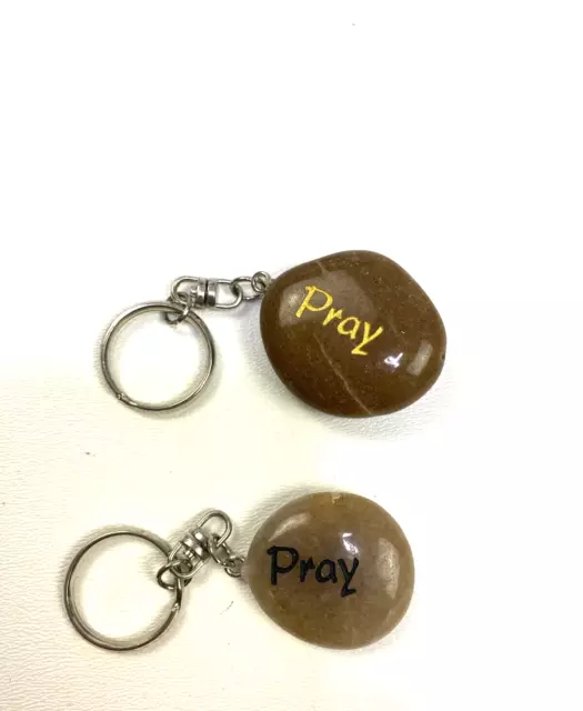 Pray Stone Keychains Lot of 2