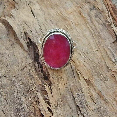 Genuine Red Ruby Gemstone 925 Sterling Silver Handmade July Birthstone Gift Ring