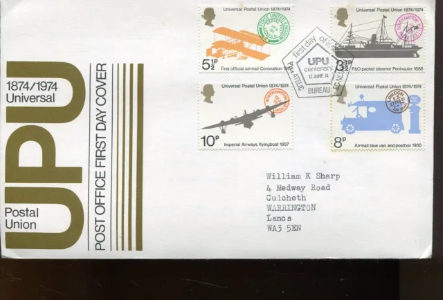 First Day Cover - Universal Postal Union - UPU Postmark