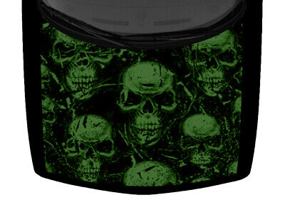 Black Dark Green Skulls Grunge Abstract Truck Hood Wrap Vinyl Car Decal Graphic