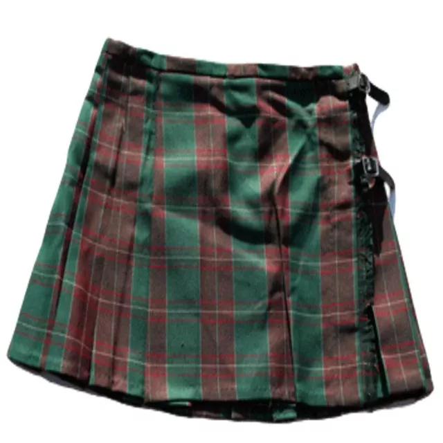 New Ladies Womens Girls Welsh Tartan Pleated Strapped Mini Skirt Kilt