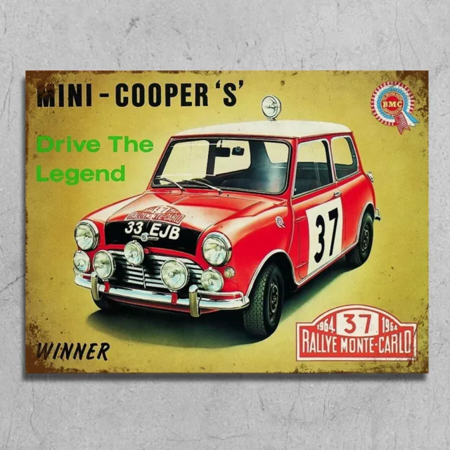 Metallschilder Retro Vintage Style Mini Cooper Auto Mansave Garage Wandschilder