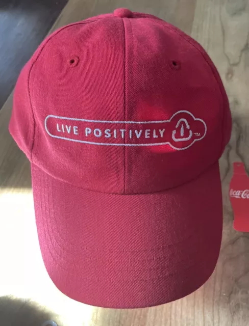 Vtg NOS Coca-Cola Live Positively Recycled Bottle Cap H&L Strap Baseball Hat