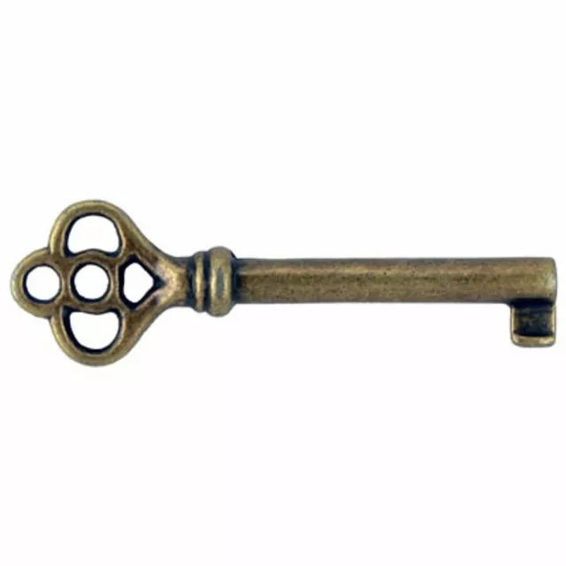 KY-3AB Antique Brass Hollow Barrel Skeleton Key | 2 PC/Pack | Cabinet Doors