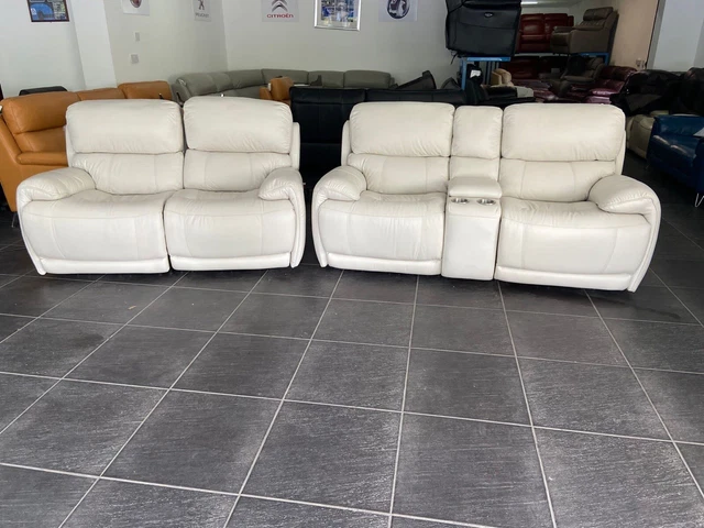 FURNITURE VILLAGE OFF White Leather 3 3 Seater Sofa RRP 5798