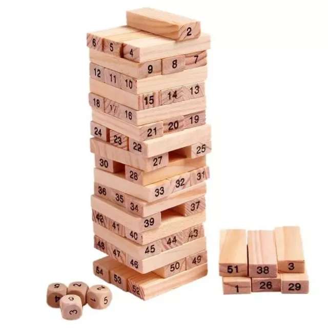 Brettspiel, Holzturm, Geschicklichkeitsspiel Jenga-Steine aus Holz, Puzzlespiel
