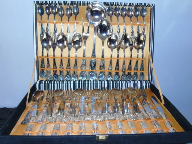 Servizio Di Posate 51 Pezzi Per 12 Persone Arg.800 Anni 70