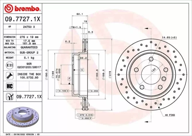 2x BREMBO Bremsscheibe Bremsscheiben Satz Bremsen XTRA LINE - Xtra Hinten