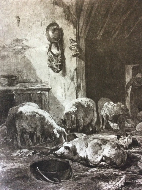 La porcherie Charles Emile JACQUE 1813-1894 Hélio Georges Petit Barbizon