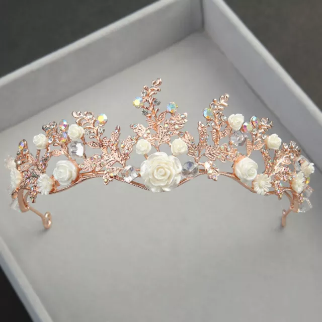 Crystal Tiara Gold Wedding Crown Baroque Rhinestone Bride Hair Crown Headb:'h