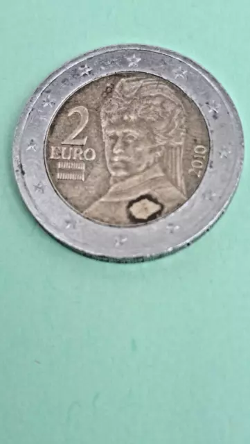 2 Euro Münze Bertha von Suttner 2010 Österreich Fehlprägung , sehr selten!