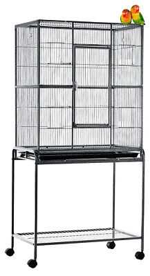 64" X-Large Wrought Iron Flight Canary Aviary Bird Cage Removable Rolling Stand