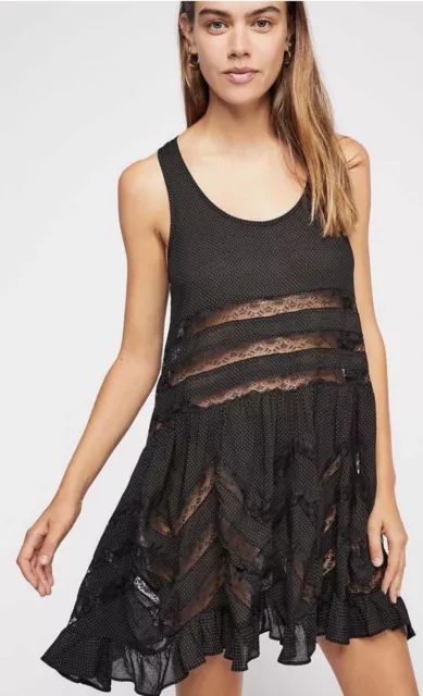 Free People Intimately Voile & Lace Trapeze Slip Dress Size M