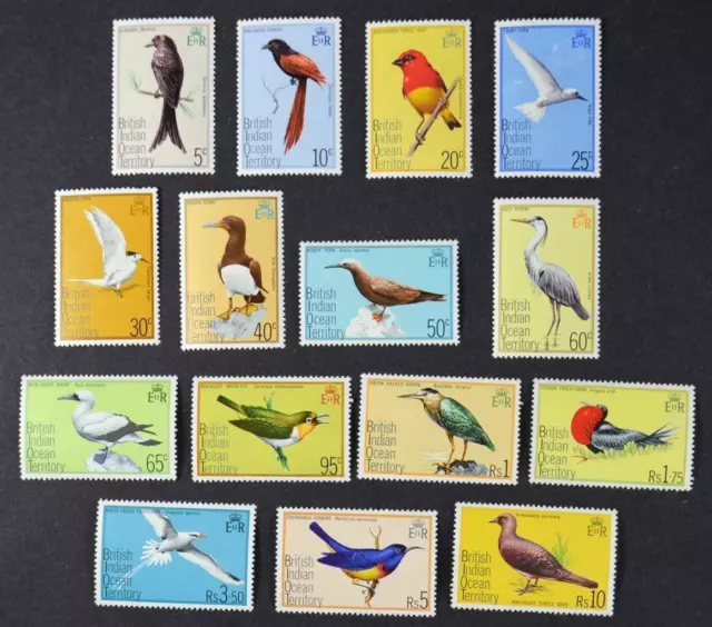 British Indian Ocean Territories Biot Stamps 1975 Set 15 Birds U/M  (B16)