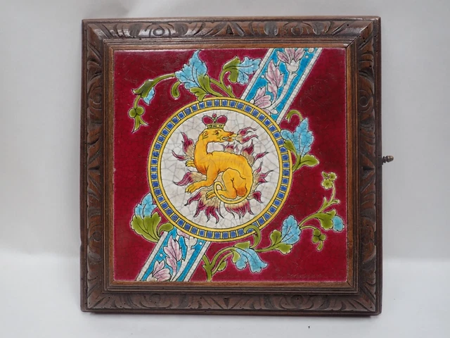 Ancien dessous de plat avec un carreau en céramique de Gien à sonnette 1900